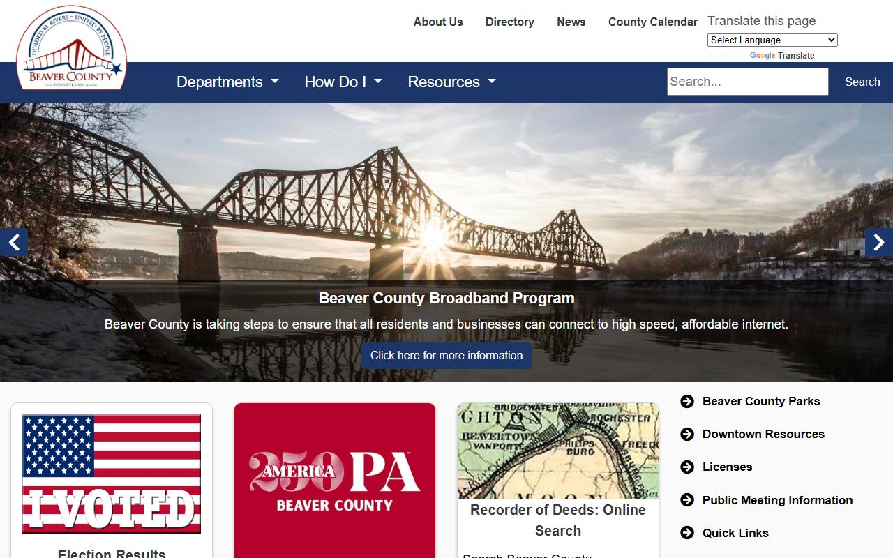 Beaver County bench warrants government website for court services