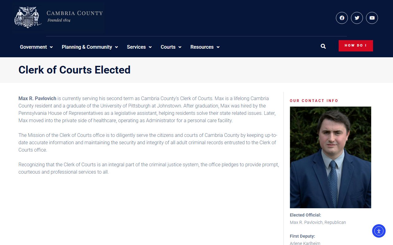 Cambria County Clerk of Courts bench warrant records