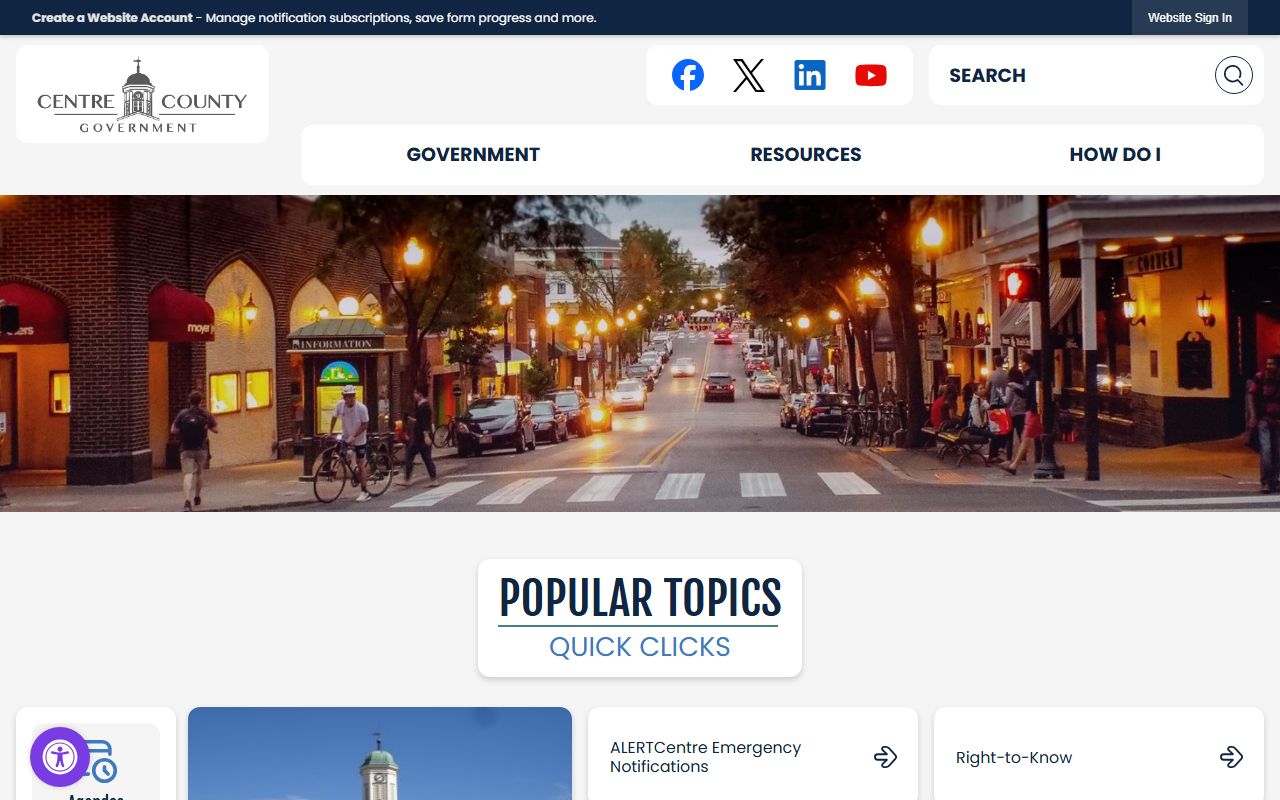 Centre County government website for bench warrant information