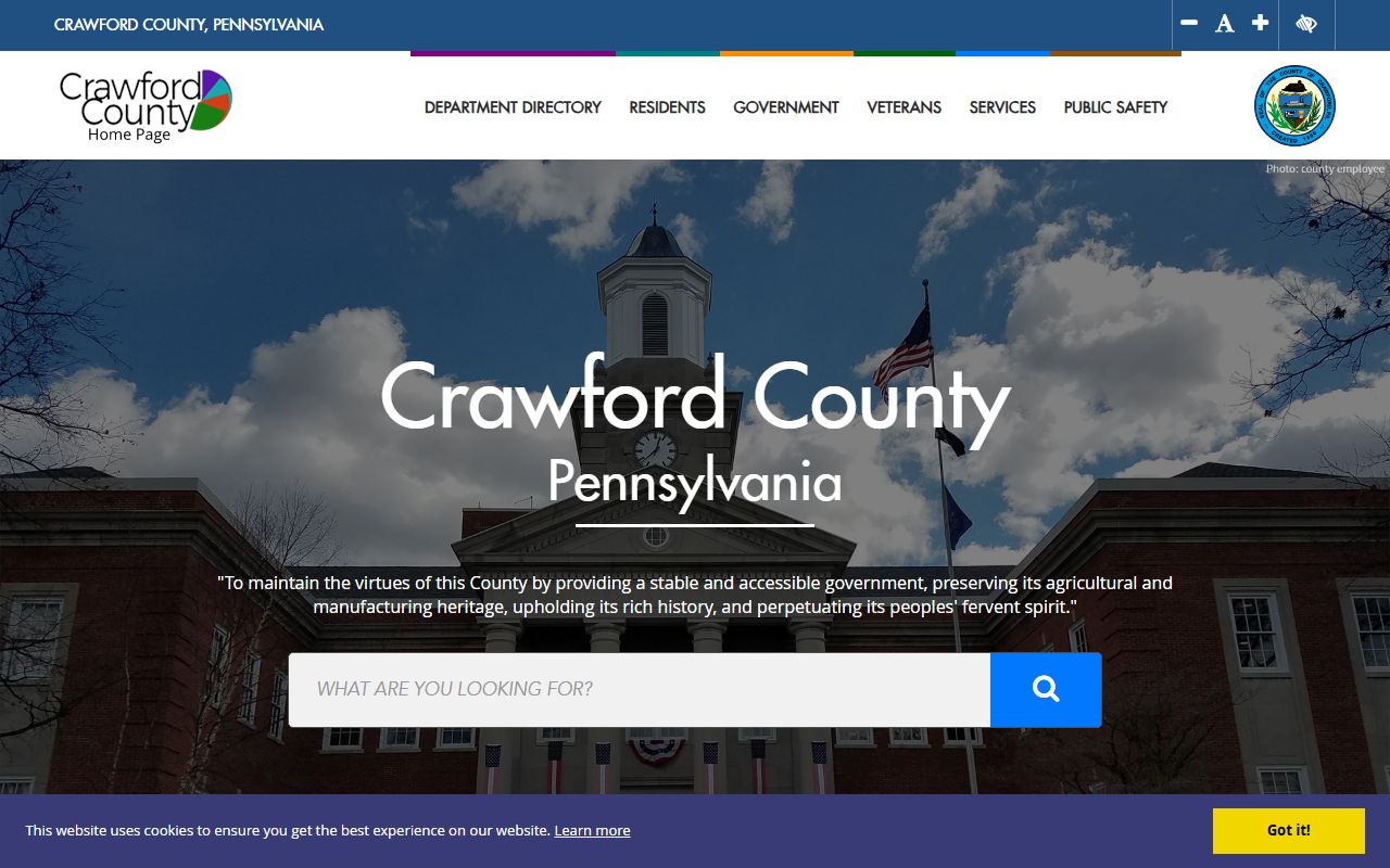 Crawford County government website for bench warrant information