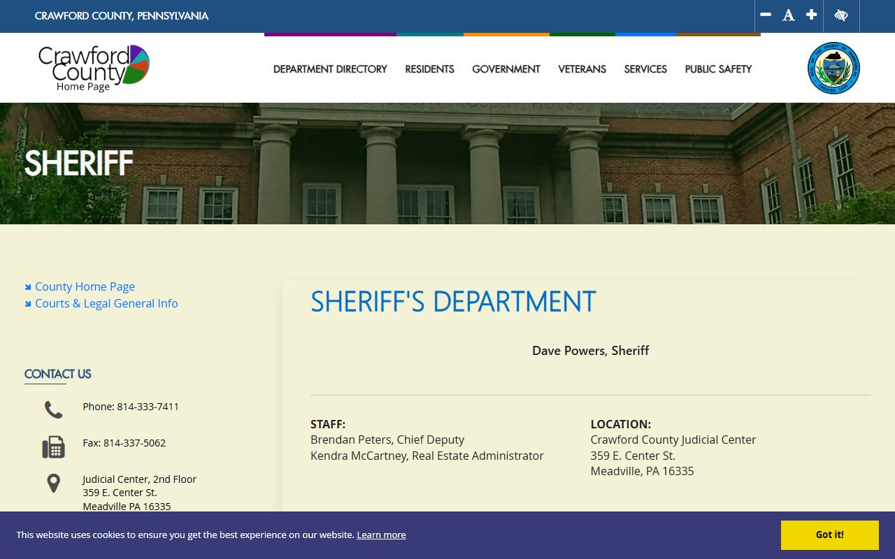 Crawford County Sheriff's Office bench warrant services