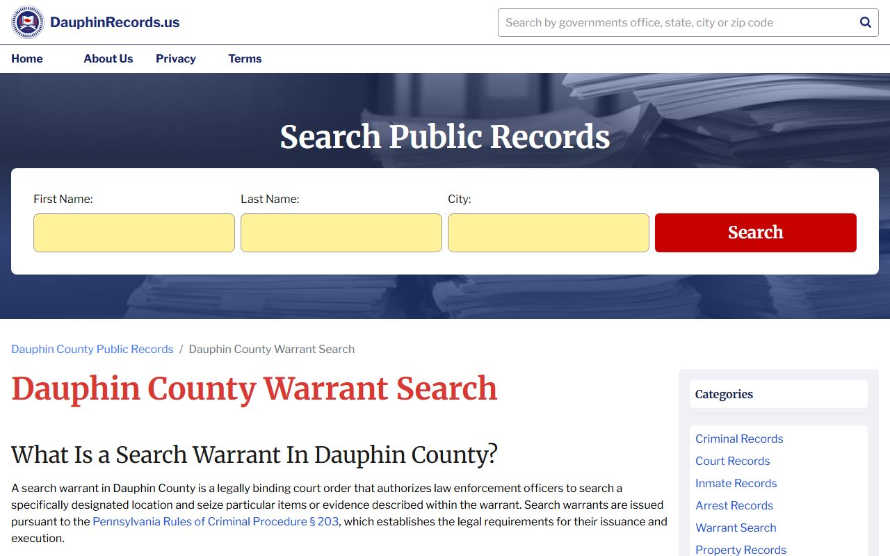 Dauphin County bench warrants court records search