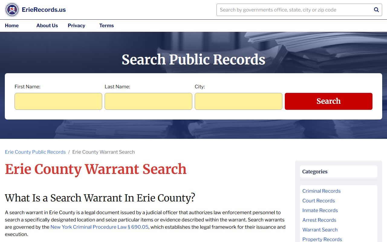 Erie County bench warrants court records access