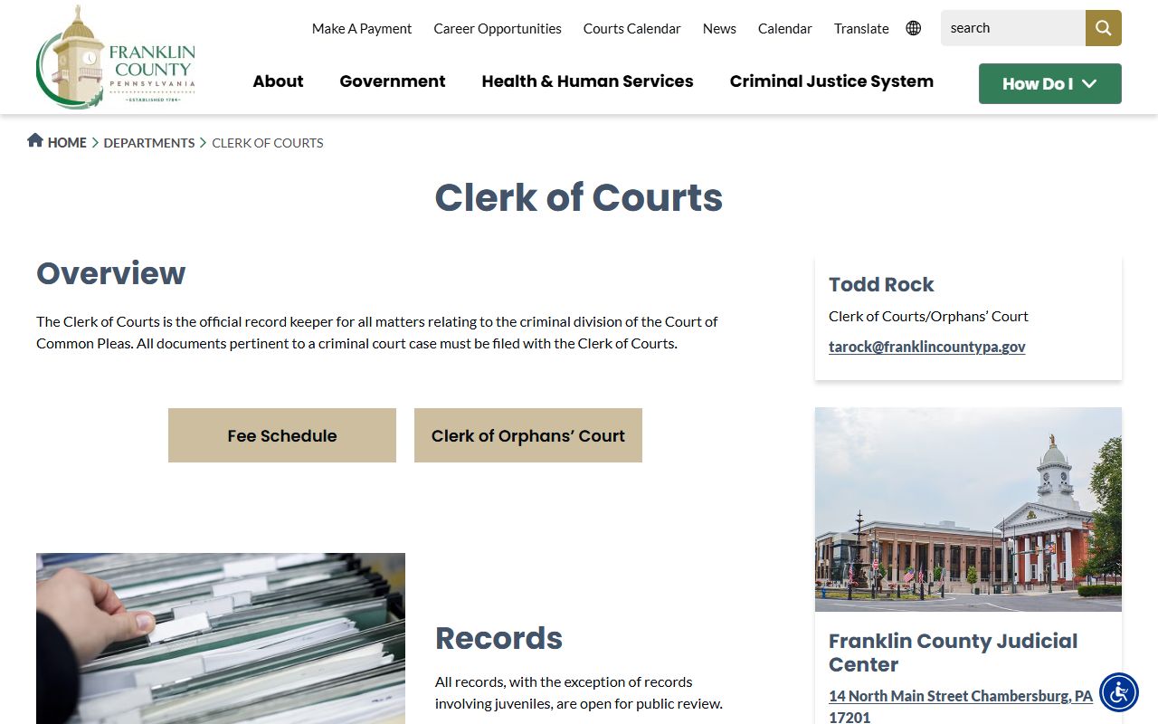 Franklin County Clerk of Courts bench warrants records