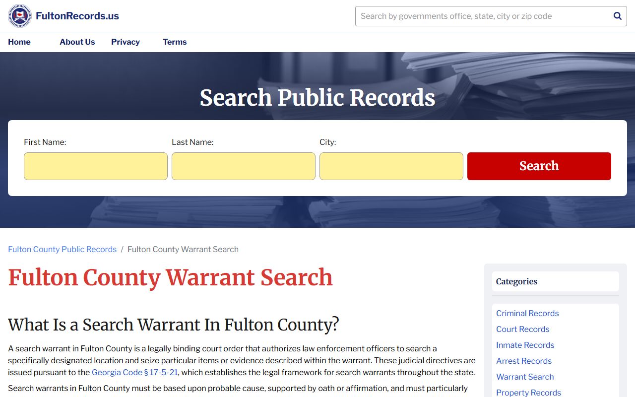 Fulton County bench warrants court records search