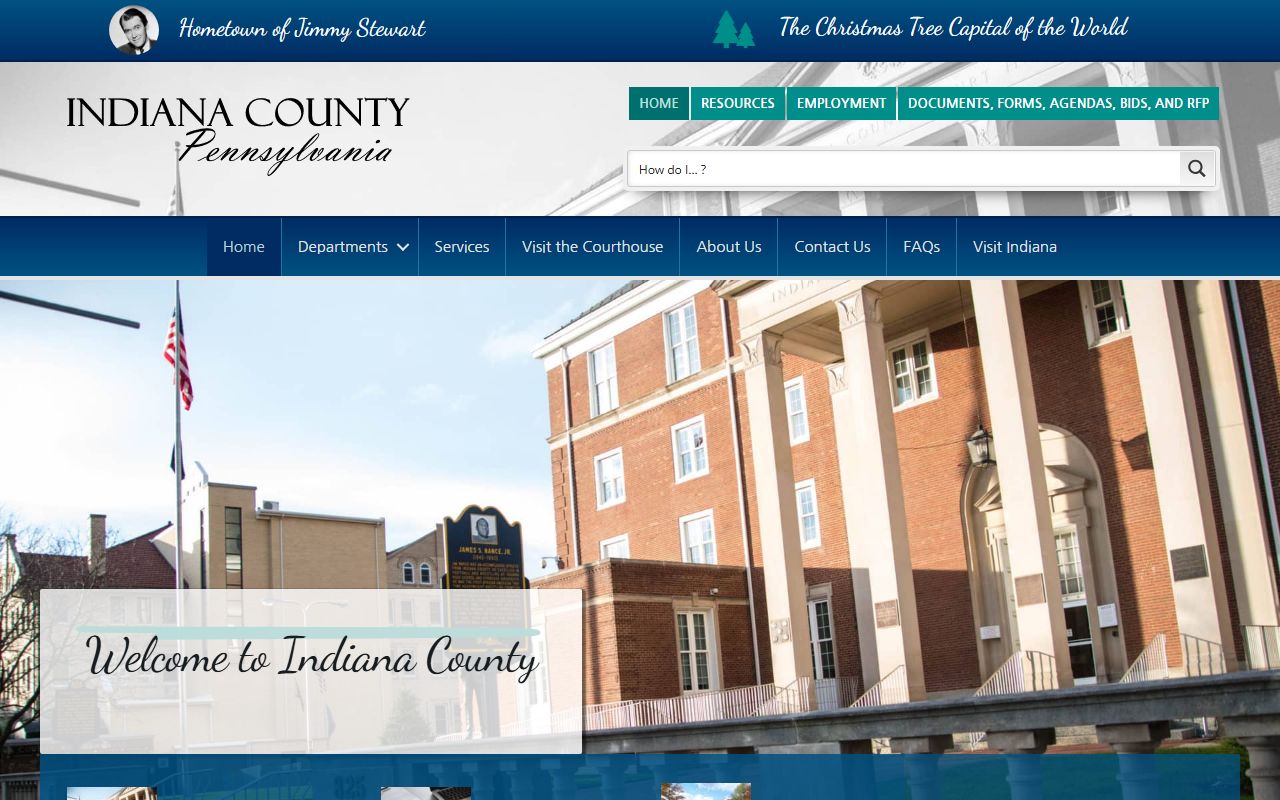 Indiana County government website for bench warrant information