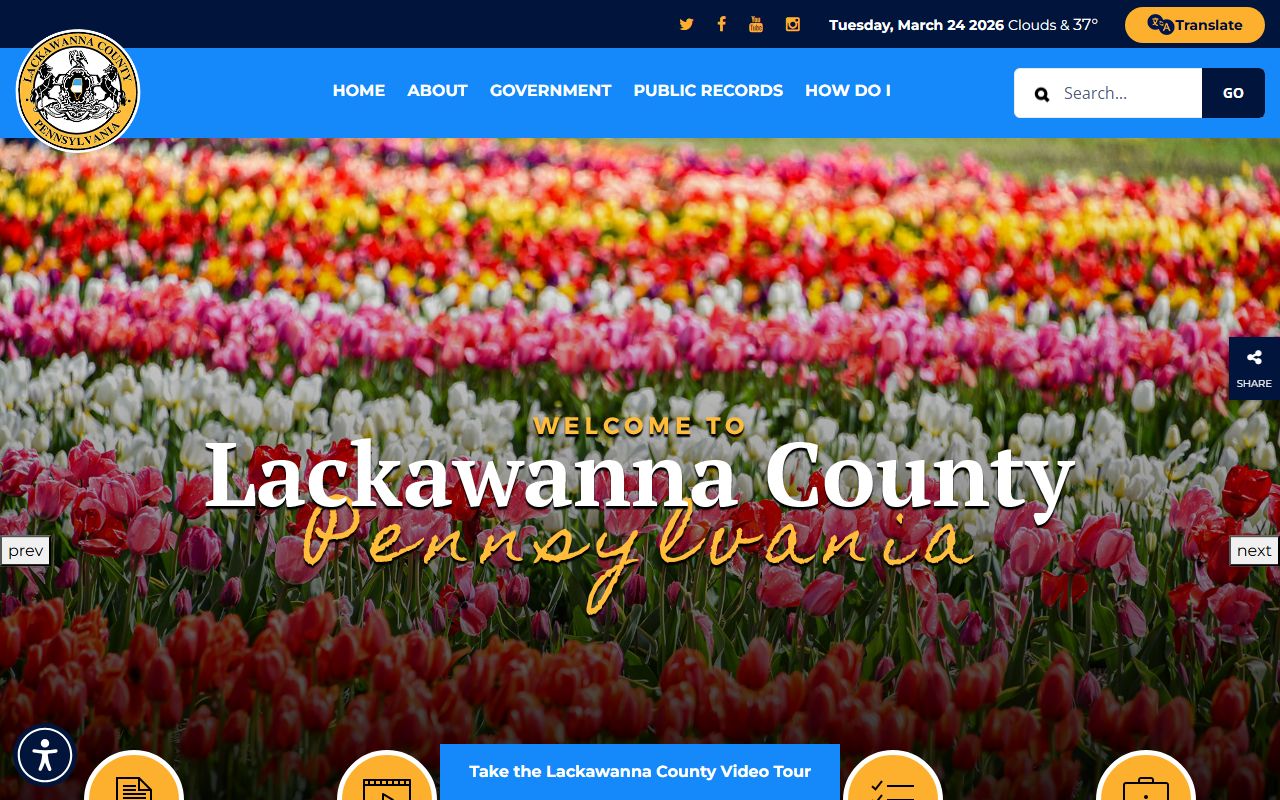 Lackawanna County government website for bench warrant information
