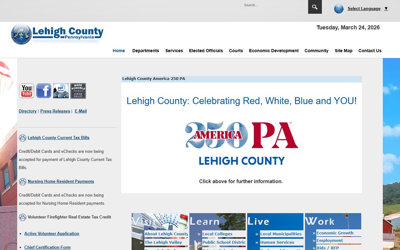 Lehigh County government website for bench warrant information