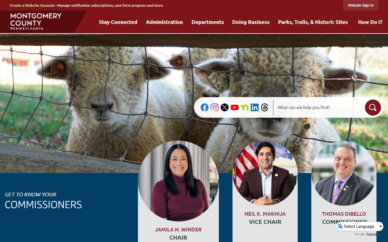 Montgomery County government website for bench warrants information