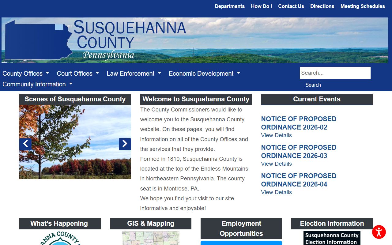 Susquehanna County bench warrants government website and court resources
