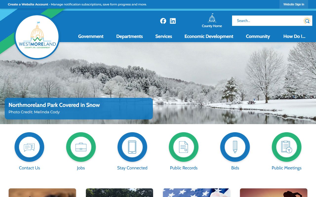Westmoreland County government website for bench warrants and court records